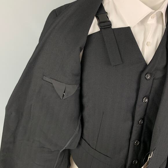 COMME des GARCONS HOMME PLUS FW10 Size M Black Stripe Wool Sport Coat - Picture 2 of 10